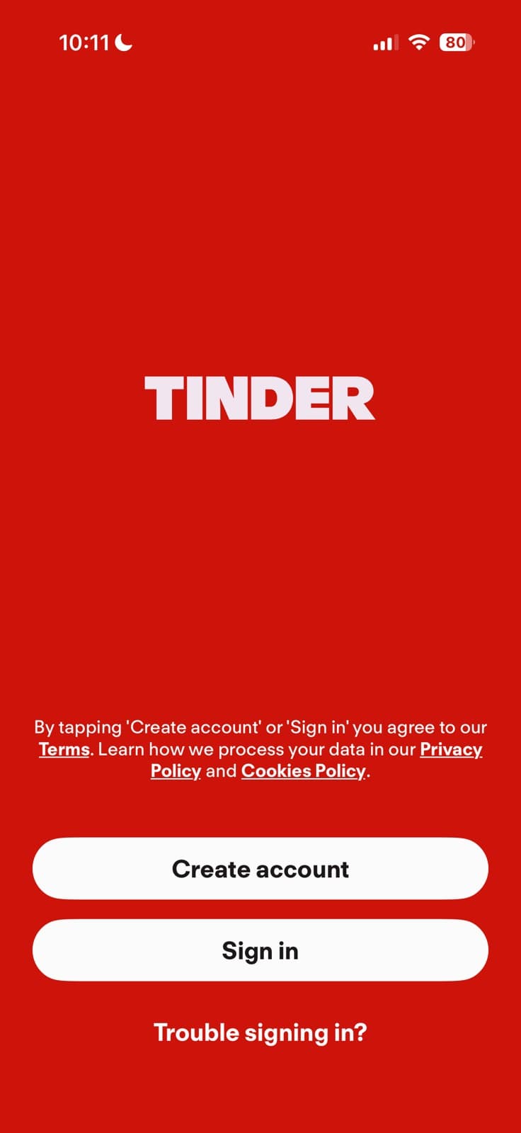 Tinder — screen 1