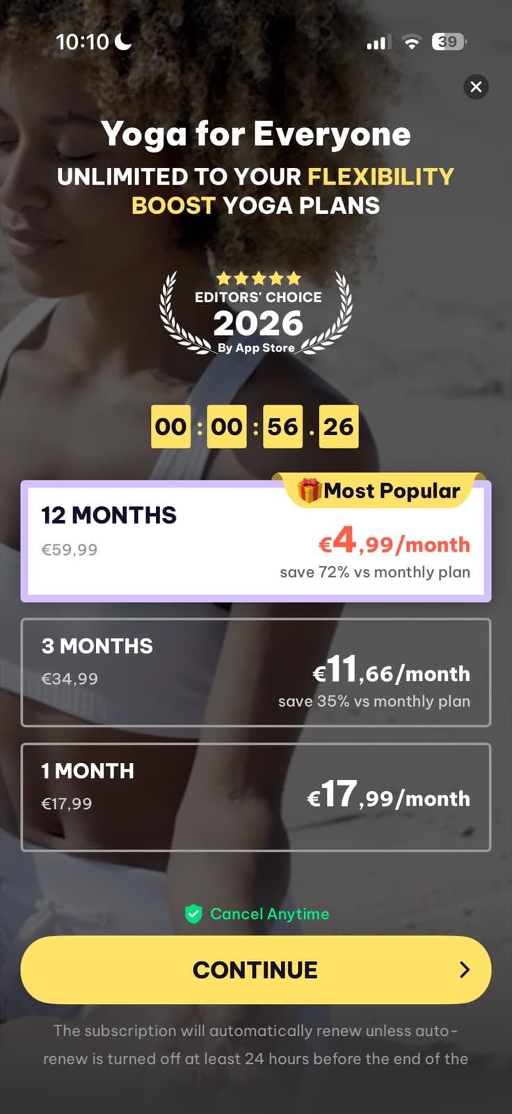 Daily Yoga paywall
