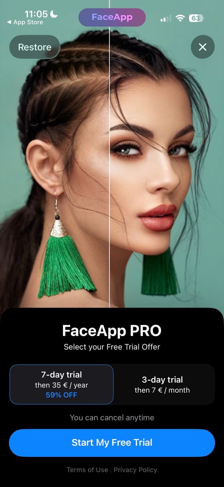 FaceApp paywall screenshot