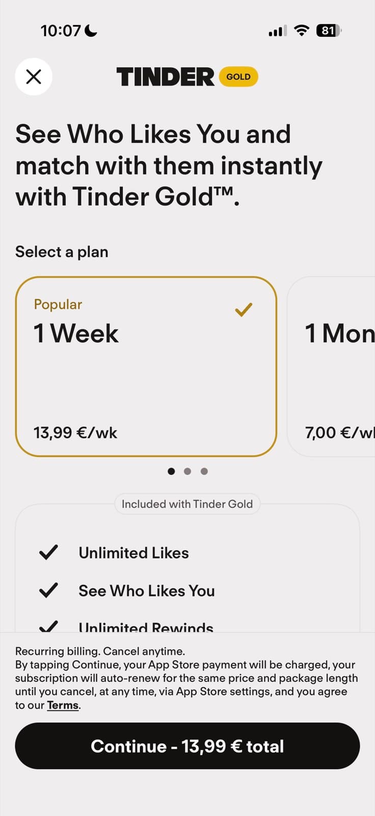 Tinder paywall