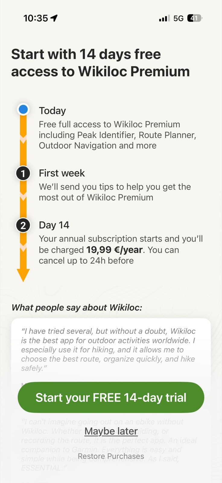 Wikiloc paywall