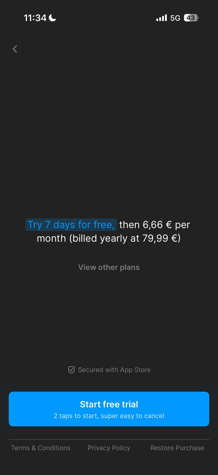 Headway paywall screenshot