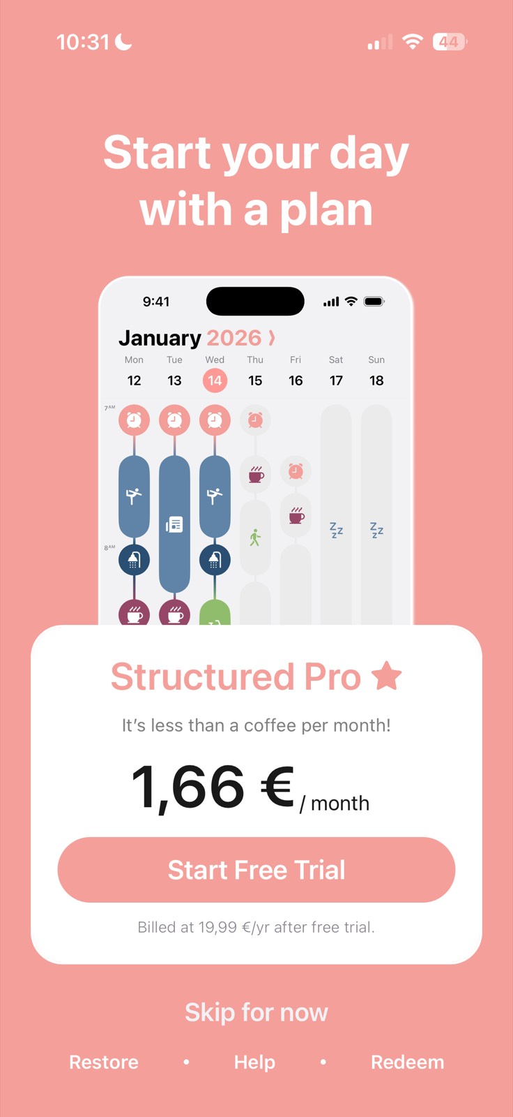 Structured paywall screenshot