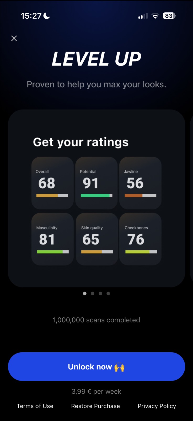 Umax paywall screenshot