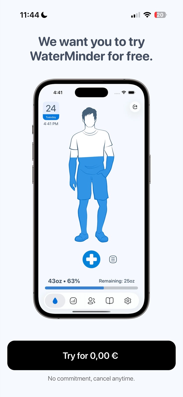 WaterMinder paywall screenshot