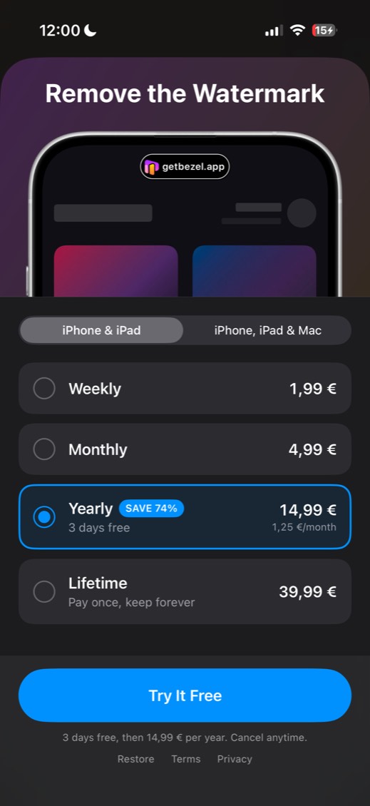 Bezel paywall