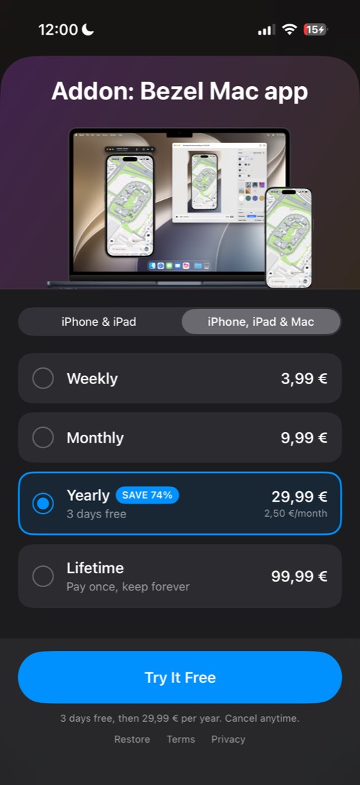 Bezel — screen 2
