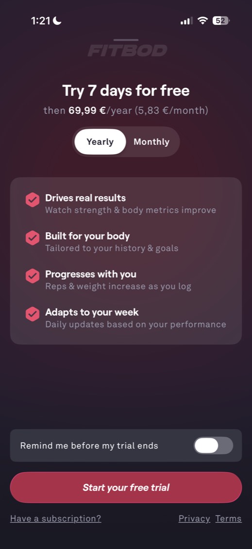 Fitbod — screen 2