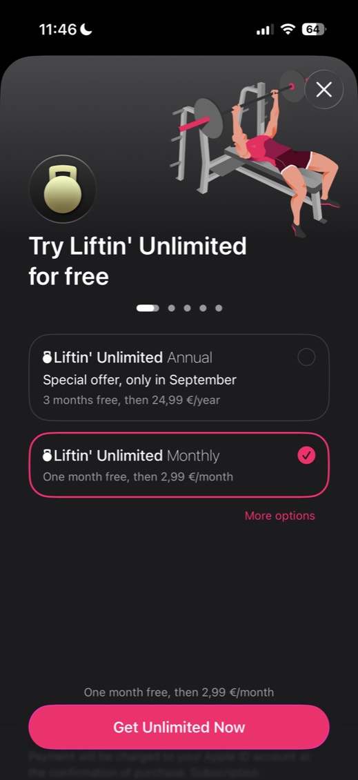 Liftin' — screen 2