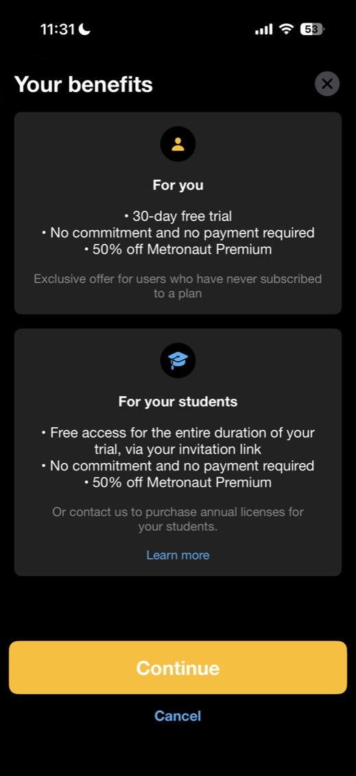 Metronaut paywall