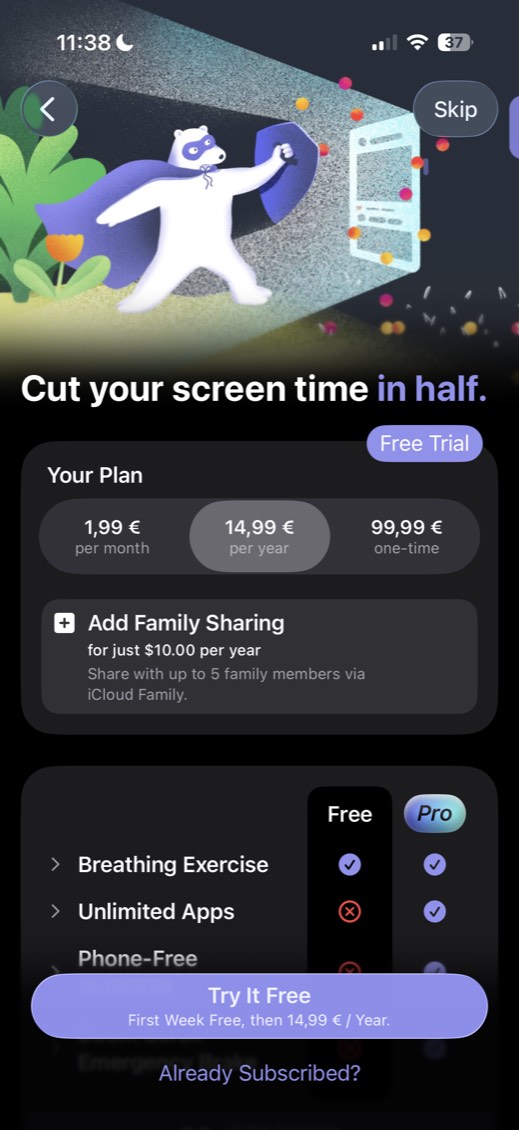 one sec paywall