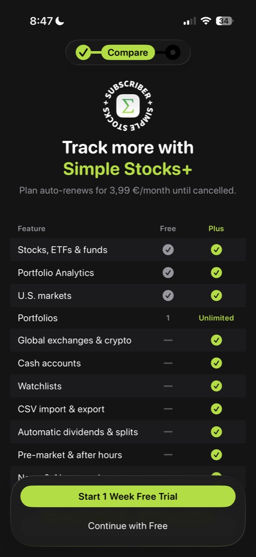 Simple Stocks paywall