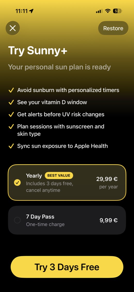 Sunny paywall