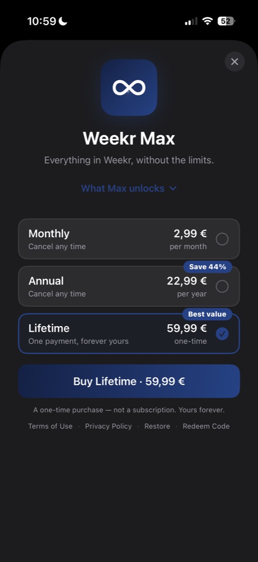 Weekr — screen 3